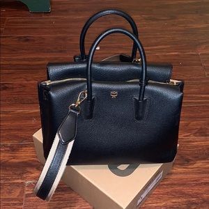 MCM Medium Tote w/ Gold Strap